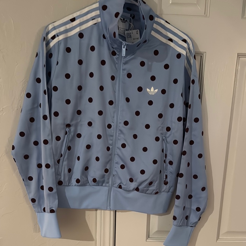 Adidas Light Blue Polka Dot Track Jacket